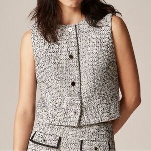 J Crew Heathered tweed crewneck vest Chic Tweed Sleeveless Top